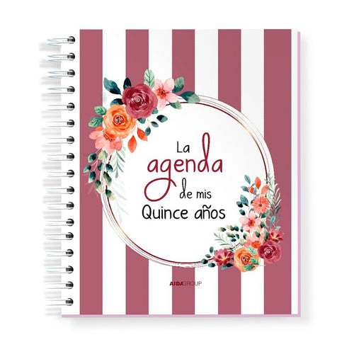 Agenda Planeador Para Fiesta Xv Años Cumpleaños Flores