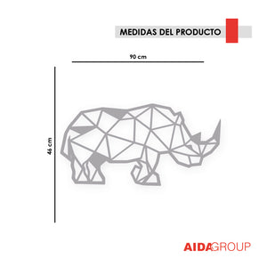 Cuadro Decorativo Madera Mdf 6mm Tótem Rinoceronte Geométrico