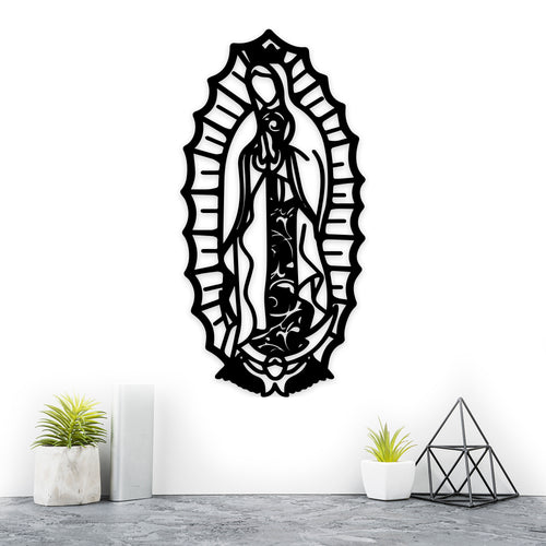Cuadro Decorativo Madera Mdf 6mm Tótem Virgen de Guadalupe Geométrica