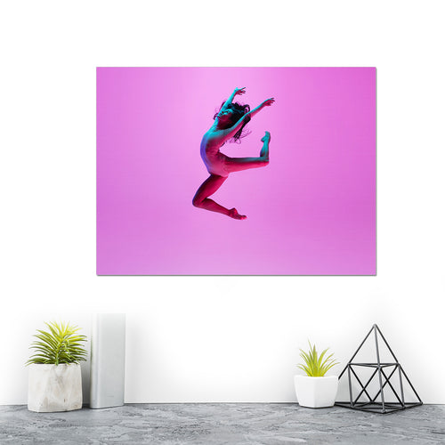 Cuadro Bailarina Saltando Rosa Lienzo Canvas