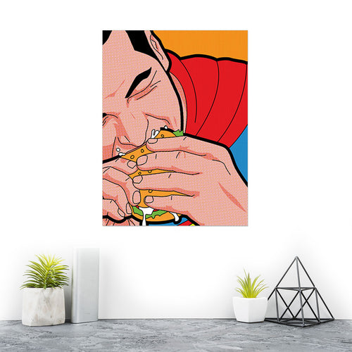 Cuadro Super Man Comiendo Pop Art Lienzo Canvas