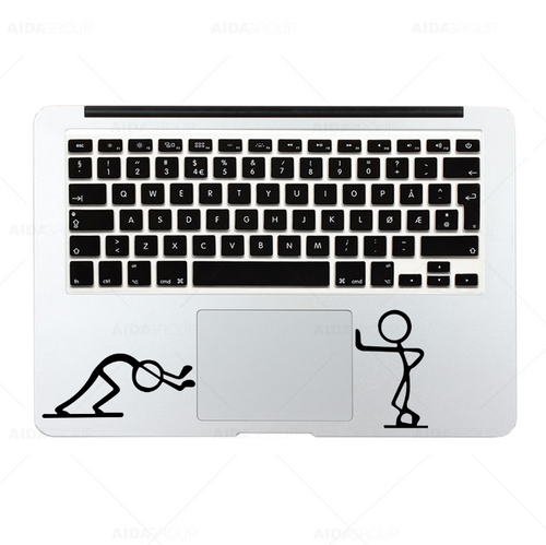 Calcomanía Sticker Vinil Laptop Tracpad Hombres Empujando