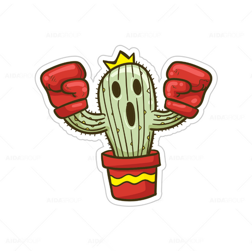 Calcomanía Sticker Lavable Cactus con Guantes de Box