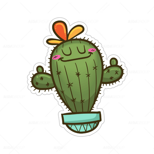 Calcomanía Sticker Lavable Cactus Gordito