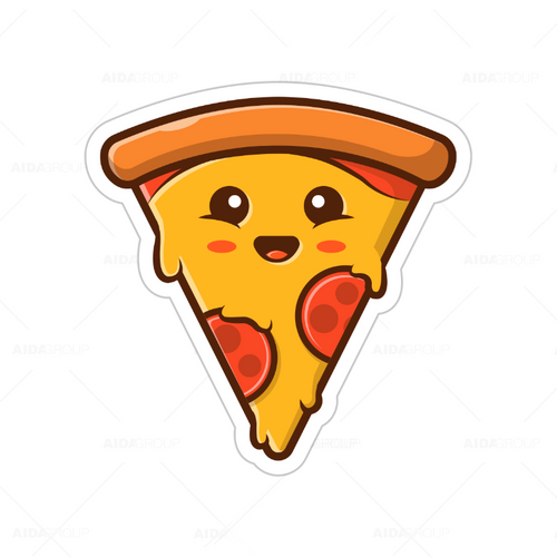 Calcomanía Sticker Lavable Rebanada de Pizza Feliz