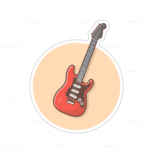 Calcomanía Sticker Lavable Guitarra Eléctrica