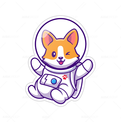 Calcomanía Sticker Lavable Perrito Astronauta