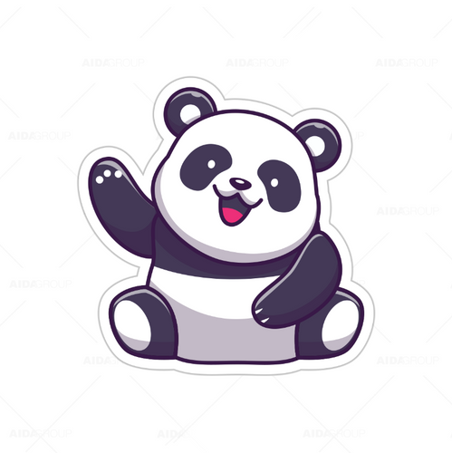 Calcomanía Sticker Lavable Panda Saludando