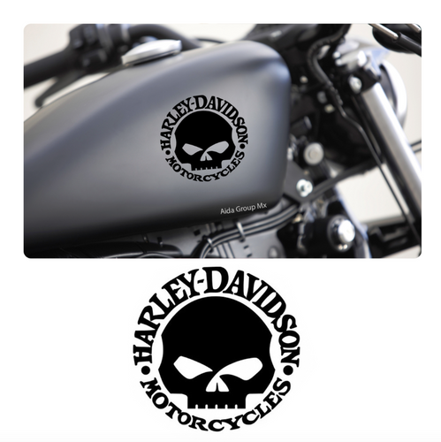 2 Calcomanías Para Motocicleta Logo Harley Davidson Calavera