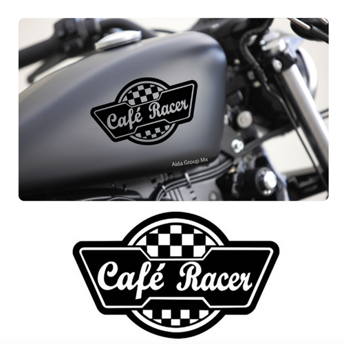 2 Calcomanías Para Motocicleta Logo Cafe Racer