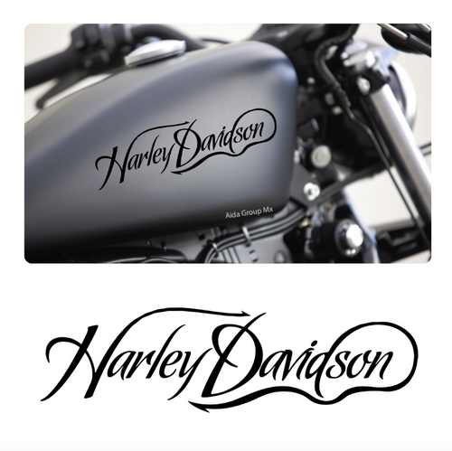 2 Calcomanías Para Motocicleta Logo Harley Tipografía