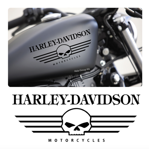2 Calcomanías Para Motocicleta Logo Harley Vintage